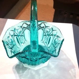 Blue glass basket dish